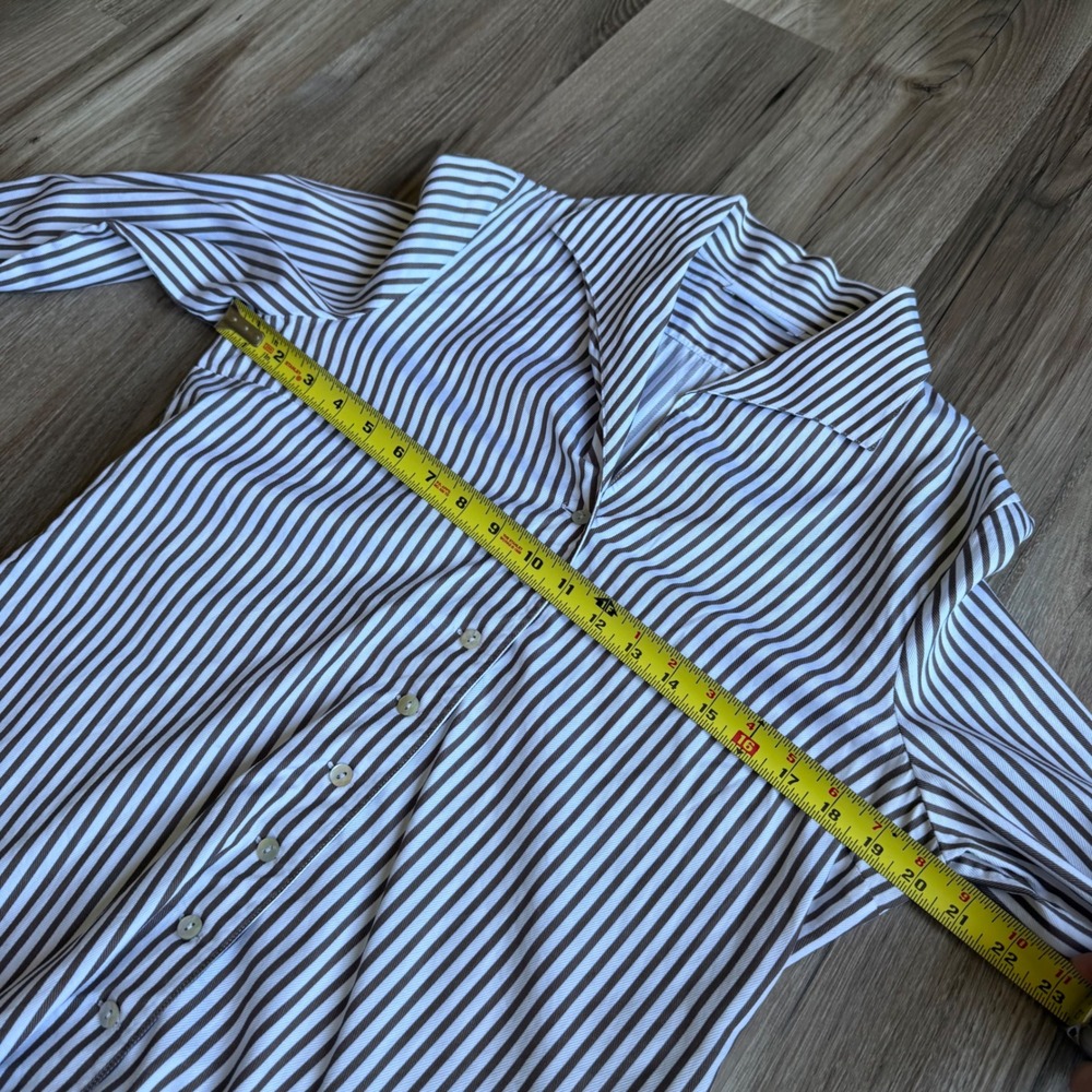 Anne Fontaine Naora Brown White Striped Cotton Button Down Blouse Size 42 French - Picture 6 of 6